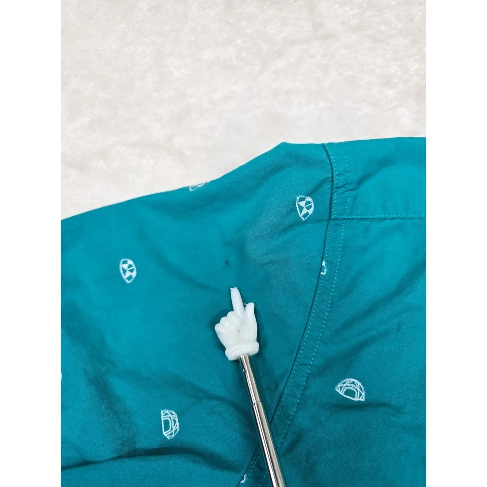 The North Face Igloo Print Shirt Mens Large Teal Cotton Short Sleeve Button Down